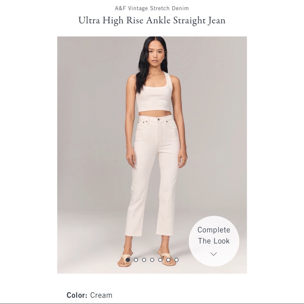 Abercrombie & Fitch Ultra High Rise Straight Jeans in Cream / White